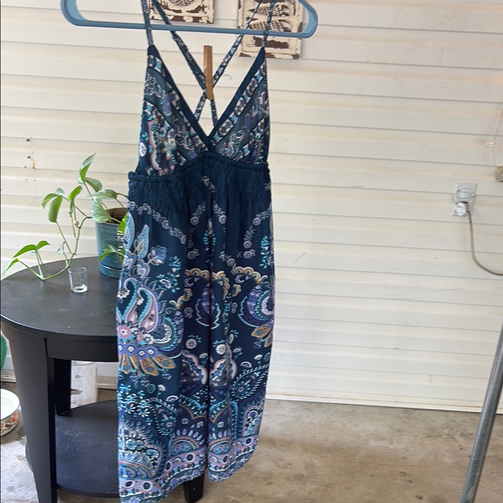 Elegant Paisley Maxi Dress - Blue